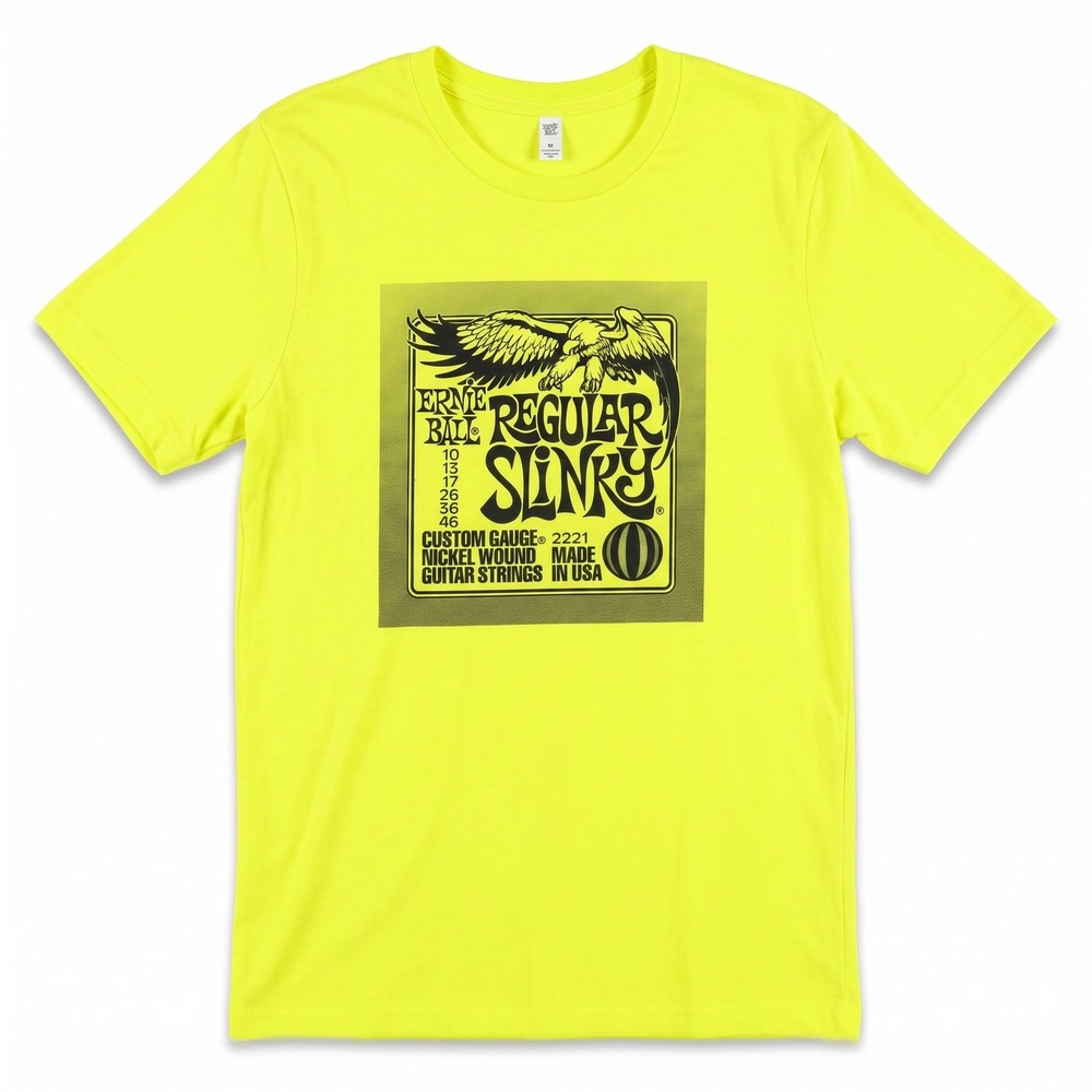 Ernie Ball Regular Slinky T-Shirt Mens XL Neon Yellow Graphic Tee USA
